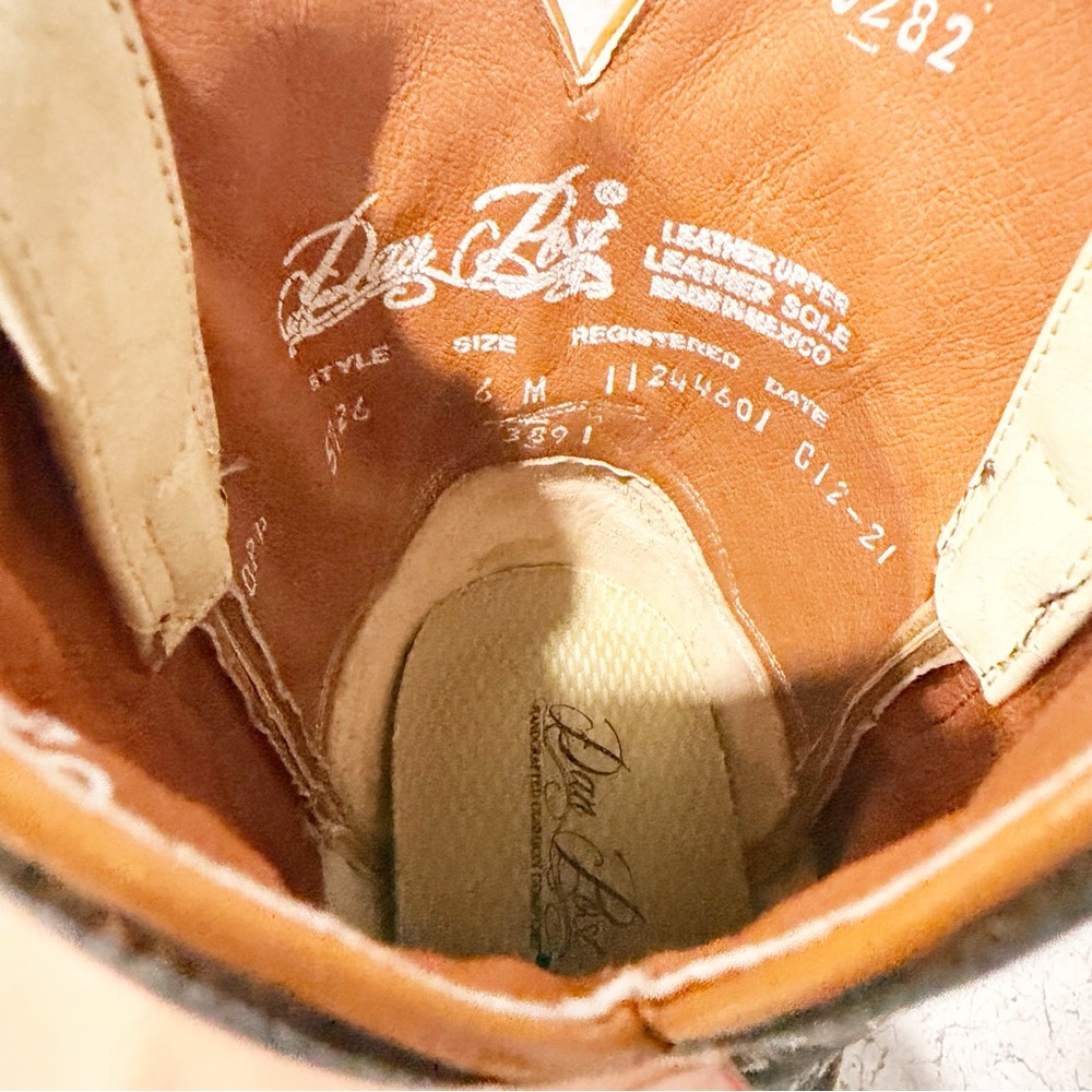 Dan Post Cowboy Boots Blue Leather Embroidered Size 6 * - Picture 5 of 6